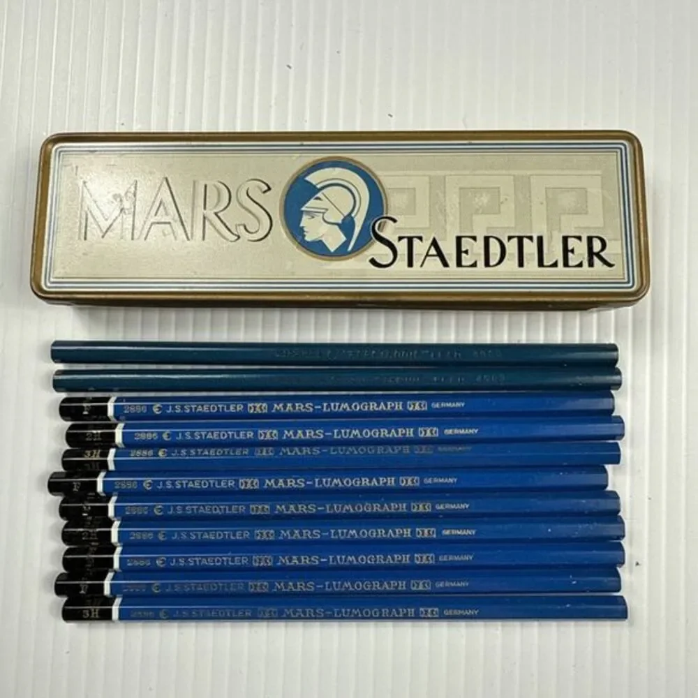 RARE J.S. MARS STAEDTLER TIN 9 2886 LUMOGRAPH PENCILS & 2 Eagle Chemi Sealed‎